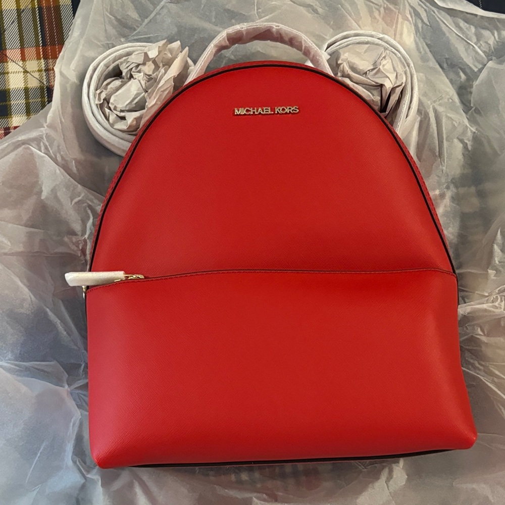 Michael Kors Red Sheila Saffiano Backpack